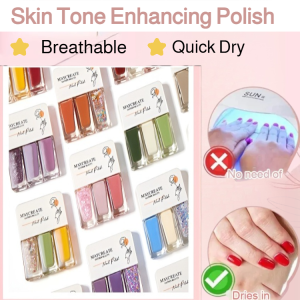水性多色免烤显白甲油胶 No Bake Nail Polish Bottle Waterbased Oil Bottle Set Finger Nail Whitening Nail Lacquer Skin Tone Enhancing Polish Easy Removal Nail Art Water Soluble Nail Color No UV Lamp Gel Non Toxic Quick Dry Breathable