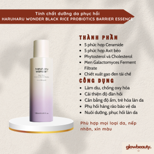 [Hàng có sẵn] Tính chất dưỡng da phục hồi Haruharu Wonder Black Rice Probiotics Barrier Essence 120ml [GLOW BEAUTY]