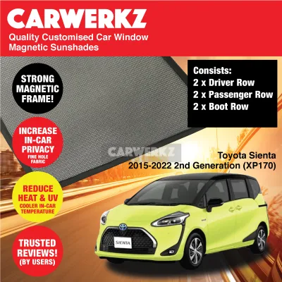 Customised Window Magnetic Sunshades for Toyota Sienta 2015-2022 2nd Generation (XP170) Japan Hybrid MPV