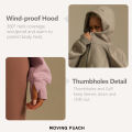 Moving Peach Women's Sports Hoodie Full-Zip Outdoor Jacket Cotton Warm Brushed Crop Coat Loose Fit Comfortable Gym Daily wear BSHL. 