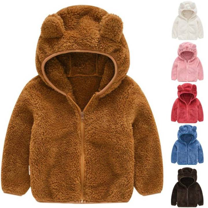 2-6 Years Girl Boy Fleece Coat Teddy Bear Hooded Jacket