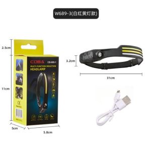 USB Charging Waterproof LED Headlamp Source Running Head-Mounted Light Outdoor Miners Lamp Night Fishing lamp