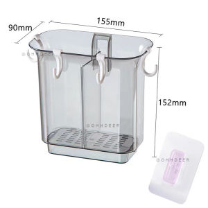 OHHDEER Plastic Drain Transparent Wall-mounted Chopstick Holder With Hook Kitchen Cutlery Organizer