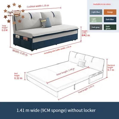 *Sofa bed folding dual-use multi-functional pull-out double can be disassembled and washed