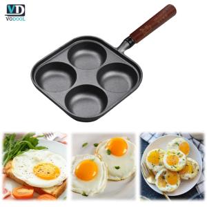 [Uetech] 4-Cup Iron Egg Frying Pan with Handle Omelette Pan Fried Egg Pan Crepe Pan for Breakfast Fried Egg Pancakes Steaks Hamburger