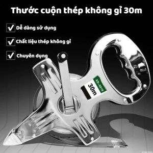 Thước Cuộn Thép Không Gỉ 30M Tay Quay Kim Loại | Thước Dây Đo Đất Đo Khoảng Cách Xây Dựng