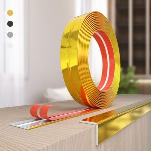 SQMETR Self Adhesive Molding Trim Peel and Stick L-Shaped Furniture Edge Bumper Multifunctional 300cm Wall Corner Guards Inside Outside