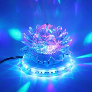 Automatic Rotation LED Lotus Crystal Magic Ball Light Sound Activated Disco Stage Light for Christmas Wedding Home Party KTV Show