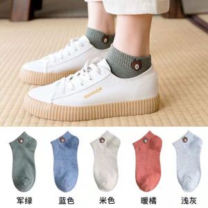 [SG Seller] 5 Pairs Woman Cotton Boat Socks  Breathable Comfortable Girls Socks Suitable For Sports Running Fitness and Daily Wear etc.
