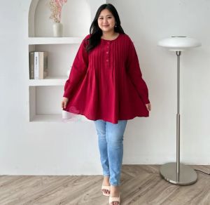 LAVINA BLOUSE CRINKLE JUMBO ATASAN JUMBO LD 120 130 140 ATASAN WANITA JUMBO