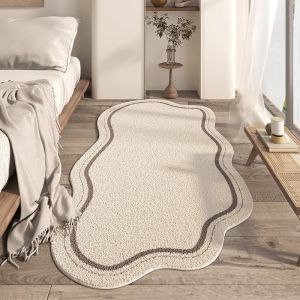 Bedroom Imitation Cashmere Carpet with Irregular Shape Bedroom Decoration Bedside Floor Mat Plush Living Room Long Anti Fouling Coffee Table Mat