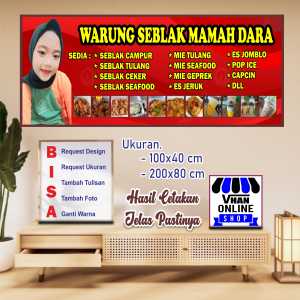 Cetak Banner Spanduk Warung Seblak Dengan Custom Foto