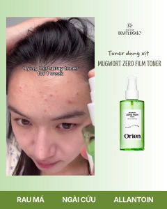 NƯỚC HOA HỒNG DẠNG XỊT KIỀM DẦU GIẢM MỤN HIỆU QUẢ ORIEN MUGWORT ZERO FILM TONER 160ML HÀN QUỐC - 19667- Cân bằng môi trường pH chuẩn cho da cấp ẩm mỏng nhẹ tươi mát và phục hồi làn da đang tổn thương