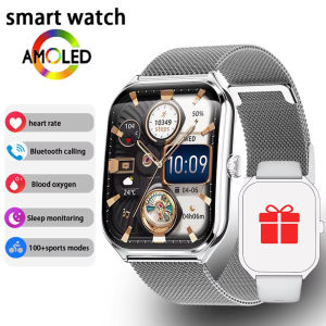 New Ultra Thin Smart Watch Men 1.96 AMOLED HD Pixel Display Always Show Time BT Call Reminder Smartwatch Ladies For Android iOS