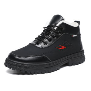 [Free Shipping] Winter High-Top MenS Fleece-Lined Cotton Shoes Warm Korean-Style Fashionable Casual And Suitable For Outdoor Activities