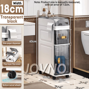 JOVNO Slim Gap Storage Cabinet with Wheels - Ultra Thin Rolling Organizer for Kitchen Bathroom Space Saving Shelf