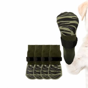 NOBLELYN 4pcs Anti-Slip Dog Socks Anti-Scratch Strong Grip Cat Socks Fashion Adjustable Band Pets Knitted Socks for Floor Protection