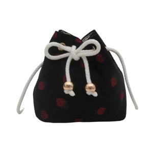 Fashionable Bucket Shoulder Bag Drawstring Strawberry Pattern Crossbody Bags Adjustable Strap Satchel For Everyday Use