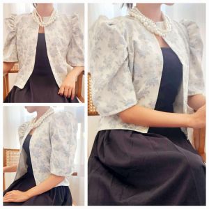 cesil Casual Graduation Party School Events Recognition Filipiniana Puff Sleeves Textured Bolero Blazer Top   fits up to xl body frame classy and elegant timeless classic  timeless top casual or party classic top super kapal ng tela hindi kayo magsisi our
