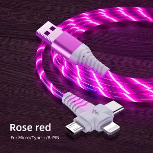 DISOUR Cáp Sạc Nhanh 3 Trong 1 Flow Dạ Quang Dây Cáp Sạc Phát Sáng LED Type-C/Micro USB/Lightning 3 Trong 1 Cho Xiaomi Redmi iPhone Samsung Huawei Oppo Vivo Cho IOS Android