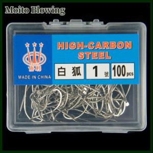Moito 100pcs đóng hộp trắng Fox móc thép gai bạc carbon cao thép cho pelteobagrus fulvidraco và cá hồng câu cá