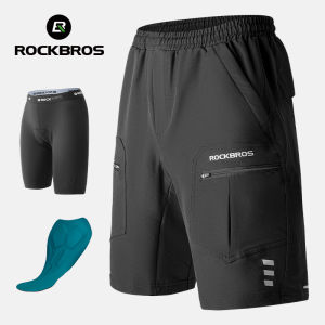 ROCKBROS quần đùi đi xe đạp nam mùa hè hai lớp có thể tháo rời MTB đạp xe đường trường quần với quần lót đi xe đạp với đệm quần soóc thể thao đơn giản
