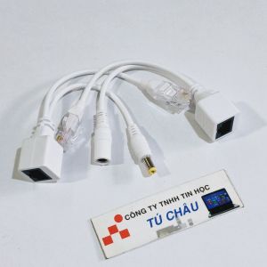 Bộ cáp POE thụ động / Gồm đầu nguồn và đầu cáp mạng Lan RJ45 cho camera IP (Bộ 2 dây)