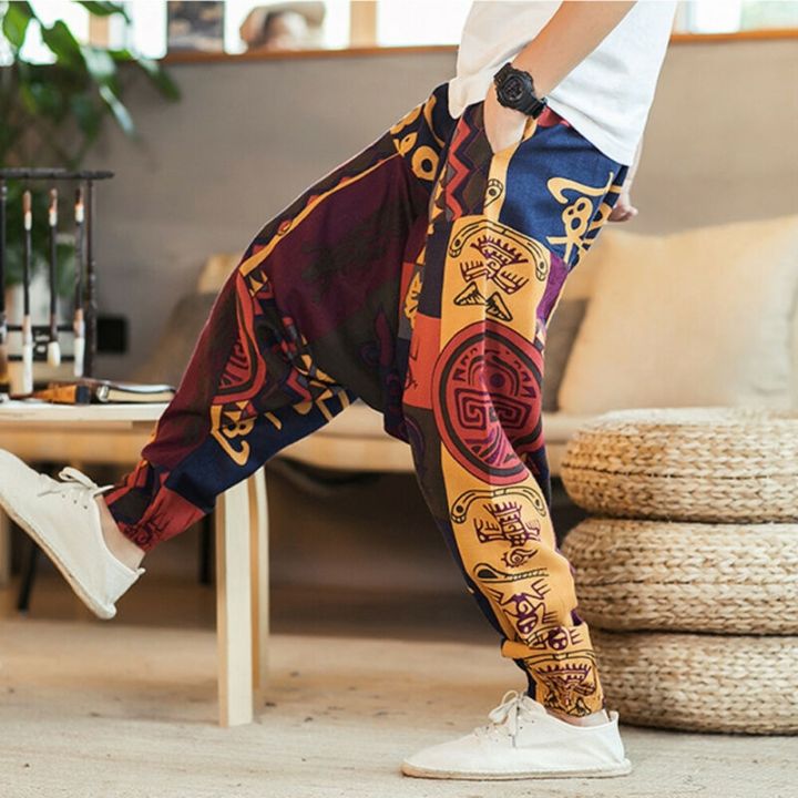 Spring Autumn Men Cotton Pockets Harem Pants Hip Hop Joggers Gypsy