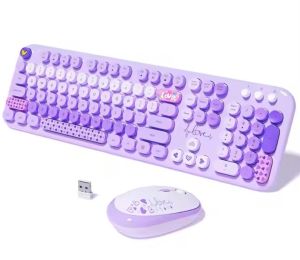[SG Stock] MOFII Love Wireless Keyboard Mouse Set Cute Cartoon Design for Office Home use suitable for Laptop