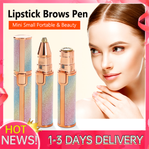 Electric 2 in 1 Eyebrow Trimmer and Shaver USB Charging Ladies Painless Eyebrow Hair Remover Eyebrow Trimmer Portable Star Lipstick Hair Removal Instrument