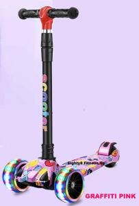 Kick Scooter for Kids - Upgraded 4 Wheels Design BIG Large 5cm Front Wheels and Dual Rear Motion Flashing LED Wheels Adjustable Height  Foldable design