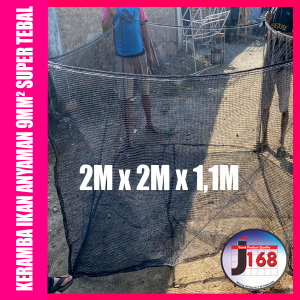 Keramba ikan bawal lubang anyaman 9mm² Superkuat dan Super Tebal siap pakai ukuran 2x2x1