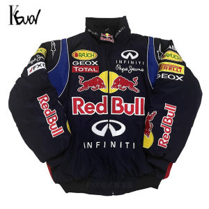 ksual  Red Bull Embroidered Racing Jacket for man Casual Vintage Motorcycle Couple Baseball Jacket