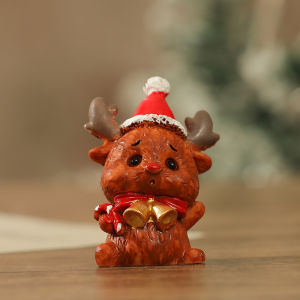 Christmas Resin Decorations Set - Santa Snowman Reindeer and Tree Figurines for Festive Home Decoration