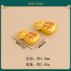 ASIX GOLD Fade Proof Gold Plated Fortune Bag Charm Fu Money Pouch Ruyi Peanut DIY Bracelet Necklace Pendant Lucky Fashion Jewelry Gift