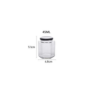 Clear Glass Jar Container Kitchen Spice Storage Hexagon Bottle With Lid 45ml 60ml 85ml 180ml 280ml 380ml 730ml