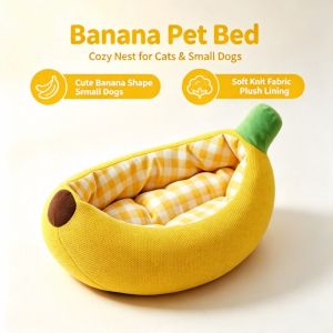 STYLETENK Banana Shape Cat Kennel Warm Cushion Durable Material Dog Bed Cute Plush Soft Dog Kennel Pet Supplies
