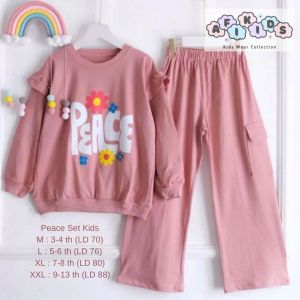 PEACE SET KIDS (3THN-13THN) CELANA CARGO CRINKLE PRINTING | SETELAN PEACE ONE SET ANAK REMAJA | SETELAN ANAK KEKINIAN | SETELAN ANAK PEREMPUAN | ONE SET KOMBINASI POLOS | OOTD ANAK REMAJA | BAJU ANAK 3 TAHUN | SETELAN ANAK 5 TAHUN | BAJU ANAK PEREMPUAN