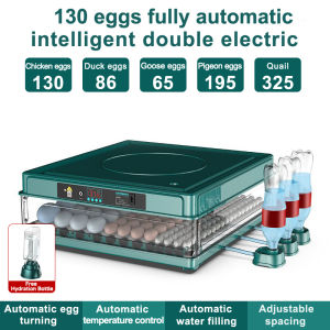 130/72/52 Eggs Automatic Egg Incubator Digital Hatcher with 12V/220V Dual Power Intelligent Temperature Control and Auto Turning System Fully Automatic Poultry Incubator Machine for Chicken Duck Goose Quail Bird Hatching Farm Home Use