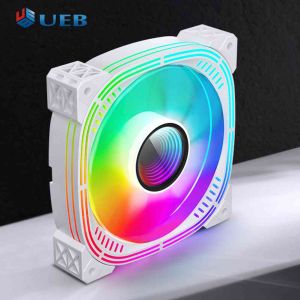12Cm Quạt khung gầm 5V 3 Pin Argb Sáng Khung quạt tản nhiệt Tự Động điều chỉnh tốc độ 24LED 9-Blade nhiệt độ thông minh Điều Khiển Thủy Lực Mang Dual Halo