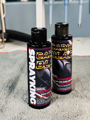 Dung dịch làm đen nhựa nhám bị cũ lâu ngày chai 100ml_Sprayking Carbon Black dùng cho phần nhựa ôtô, xe máy
