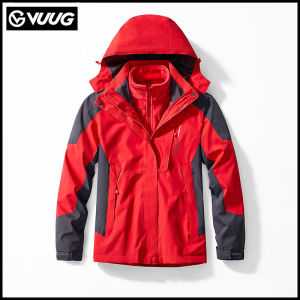 VUUG Outdoor Waterproof Suits Mens Womens Two-pieces Sets 3 in 1 Thick Warm Coats Camping Windbreaker Winter Coat Hiking Windproof jacket for men