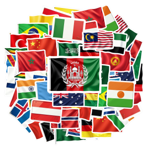 SHUNAICHI 35-50pcs Countries National Flag Stickers Pvc Sticker From Around The World School Decal Scrapbooking Travel Case Laptop Sticker