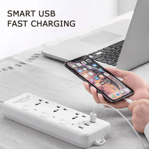 SG 2meter Extension Socket 3 USB With Separate Switch Multi Plug Power Adapter UK Socket Kids Safety Protection