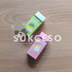 Fancy Penghapus Karet Motif Ice Cream H-191 PVC Eraser Pink/Hijau Murah Berkualitas