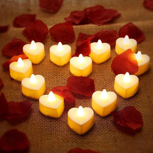 Romantic Heart Shaped Flameless LED Mini Electronic Candle Wedding Home Night Light Party Decor
