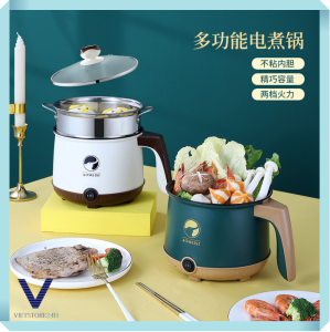 Nồi Lẩu Điện Mini Đa Năng SHANBAN Tặng Kèm Khay Hấp Inox Mẫu Mới Ca Nấu Mì Kèm Gía Hấp Dùng Chiên Xào Nấu Tiện Lợi