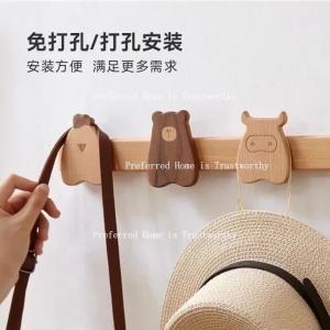 ZZSA Wall Solid Wood Hangers for Home Use Entrance Foyer Hooks Wall Mounted Clothes Hooks 5B9Z4