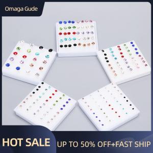 Omaga 10Pairs 20Pairs Set Rhinestone Stud Earrings Small Earrings Jewelry
