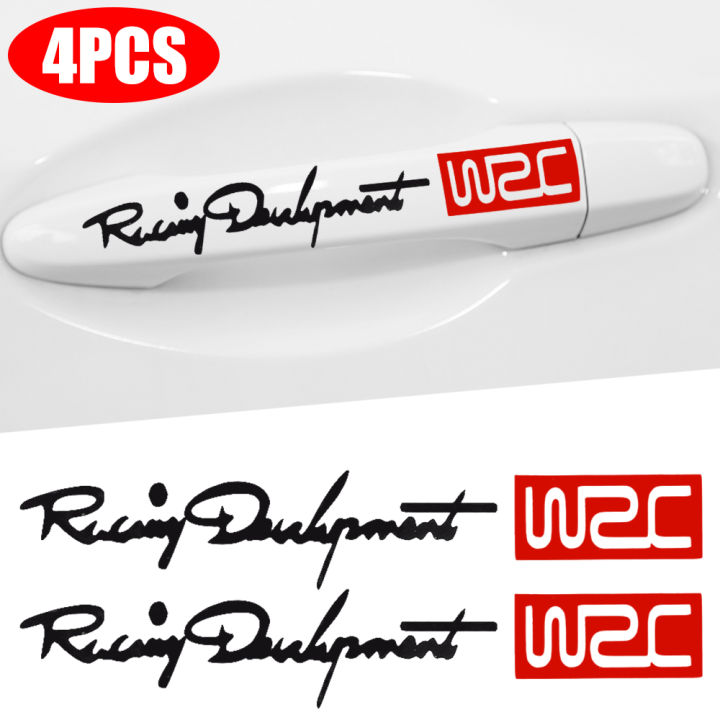 4Pcs Car Handle Stickers WRC Rally Racing Stripe Car Decals Vinyl JDM ...